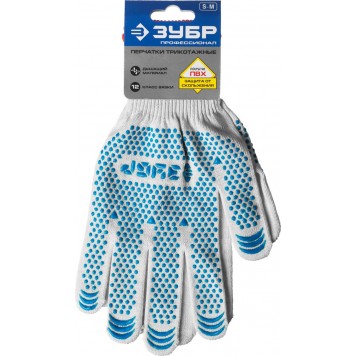 11451-S | Размер S-M, перчатки трикотажные тонкие, с ПВХ покрытием (точка)., ПТ-12, ЗУБР ЭКСПЕРТ-1