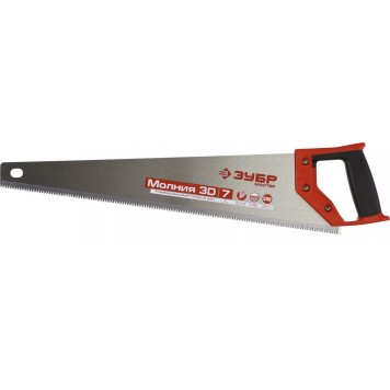 15077-50 | Ножовка универсальная (пила) 500 мм, 7TPI, 3D зуб, точный рез вдоль и поперек волокон, для средних заготовок из всех видов материалов, Молния-3d, ЗУБР МАСТЕР-4