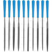 Набор : Надфили, пластмассовая ручка, насечка 2 = Бархатная, с чехлом, 100мм, 10шт, ЗУБР 16023-2-H10