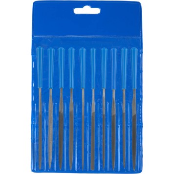 16023-2-H10 | Набор : Надфили, пластмассовая ручка, насечка 2 = Бархатная, с чехлом, 100мм, 10шт, ЗУБР ЭКСПЕРТ-1