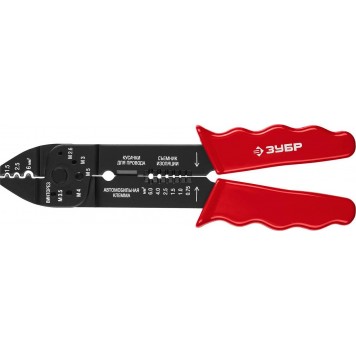 22667-22 | Электропассатижи, съемник 0.8 - 2.6 мм, кусачки, обжим наконечников, винторез, 230 мм, ЗУБР МАСТЕР-0