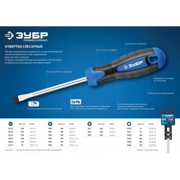 25234-40 | Отвертка слесарная, Cr-Mo сталь, 2к рукоятка, магнитный наконечник, TX40 x 125 мм, ЗУБР ПРОФЕССИОНАЛ-3