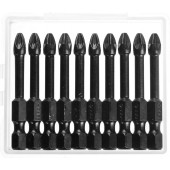 Биты, тип хвостовика E 1/4", PZ2, 50мм, 10шт, в пластиковом боксе, на карточке, ЗУБР 26023-2-50-S10