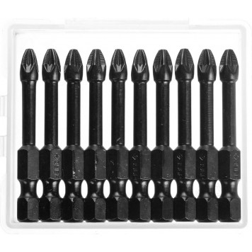 26023-2-50-S10 | Биты, тип хвостовика E 1/4", PZ2, 50мм, 10шт, в пластиковом боксе, на карточке, ЗУБР ПРОФЕССИОНАЛ-0