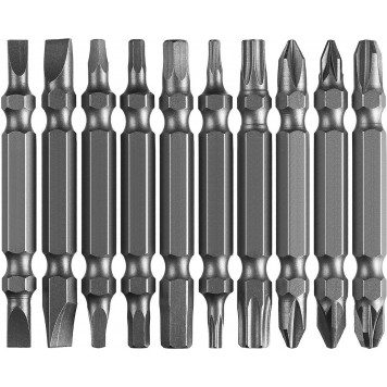 26089-H10 | Набор: Биты длинные "МХ-10", Cr-V, двусторонние для шуруповерта в держателе, ЗУБР МАСТЕР-2