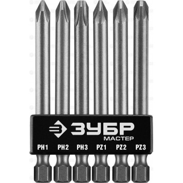 26089-H6 | Набор: Биты длинные "МХ-6", CR-V, ЗУБР МАСТЕР-0