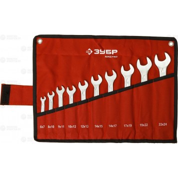 27010-H10 | Набор рожковых гаечных ключей 10 шт, 6 - 24 мм, ЗУБР МАСТЕР-0