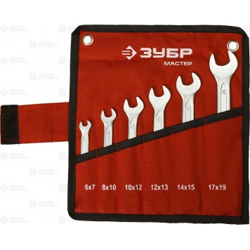 27010-H6 | Набор рожковых гаечных ключей 6 шт, 6 - 19 мм, ЗУБР МАСТЕР-0