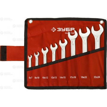 27010-H8 | Набор рожковых гаечных ключей 8 шт, 6 - 24 мм, ЗУБР МАСТЕР-0