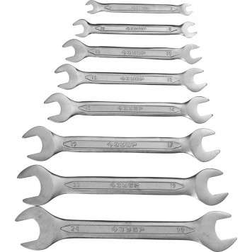 27010-H8 | Набор рожковых гаечных ключей 8 шт, 6 - 24 мм, ЗУБР МАСТЕР-1