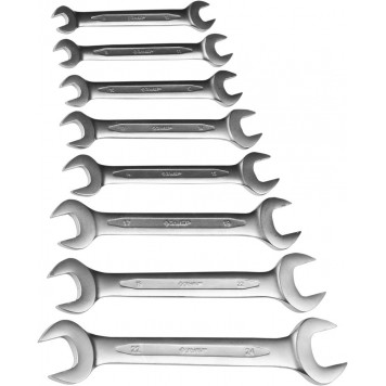 27021-H8 | Набор рожковых гаечных ключей 8 шт, 8 - 24 мм, ЗУБР ПРОФЕССИОНАЛ-1
