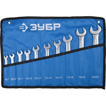 27027-H10 | Набор рожковых гаечных ключей 10 шт, 6 - 24 мм, ЗУБР ПРОФЕССИОНАЛ-0
