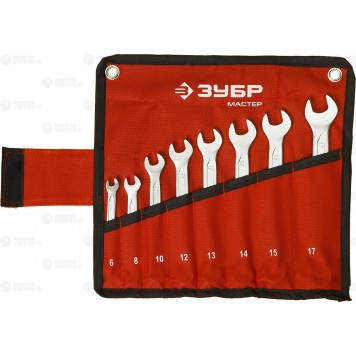27087-H8 | Набор комбинированных гаечных ключей 8 шт, 6 - 17 мм, ЗУБР МАСТЕР-0