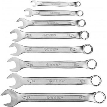 27087-H8 | Набор комбинированных гаечных ключей 8 шт, 6 - 17 мм, ЗУБР МАСТЕР-1