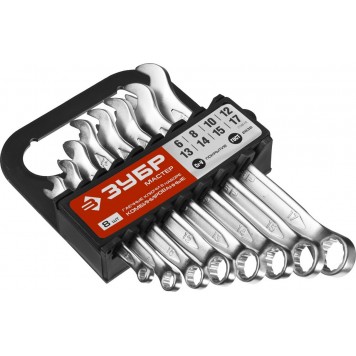 27088-H8 | Набор комбинированных гаечных ключей 8 шт, 6 - 17 мм, ЗУБР МАСТЕР-1