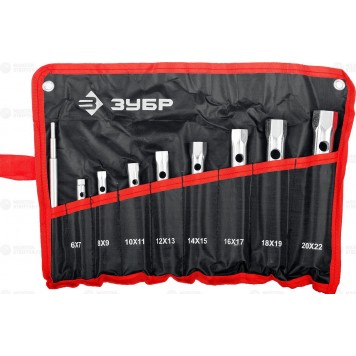 27162-H9 | Набор: Ключи торцовые, трубчатые двухсторонние, 6-22мм, с воротком, 9шт, ЗУБР МАСТЕР-0