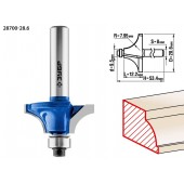 Фреза кромочная калевочная №1, D= 28,6мм, рабочая длина-12,2мм, радиус-7,95мм, хв.-8мм, d-9,5мм, ЗУБР 28700-28.6