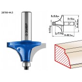 Фреза кромочная калевочная №1, D= 44,5мм, рабочая длина-21,5мм, радиус-15,9мм, хв.-12мм, d-9,5мм, ЗУБР 28700-44.5