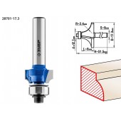 Фреза кромочная калевочная №1, D= 17,3мм, рабочая длина-8мм, радиус-2,4мм, хв.-8мм, d-12,7мм, ЗУБР 28701-17.3