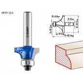 Фреза кромочная калевочная №1, D= 22,2мм, рабочая длина-9,4мм, радиус-4,8мм, хв.-8мм, d-12,7мм, ЗУБР 28701-22.2