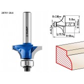 Фреза кромочная калевочная №1, D= 28,6мм, рабочая длина-12,7мм, радиус-7,95мм, хв.-8мм, d-12,7мм, ЗУБР 28701-28.6