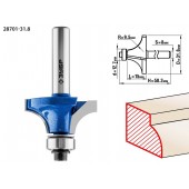 Фреза кромочная калевочная №1, D= 31,8мм, рабочая длина-15мм, радиус-9,5мм, хв.-8мм, d-12,7мм, ЗУБР 28701-31.8