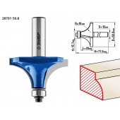 Фреза кромочная калевочная №1, D= 50,8мм, рабочая длина-25мм, радиус-19мм, хв.-12мм, d-12,7мм, ЗУБР 28701-50.8