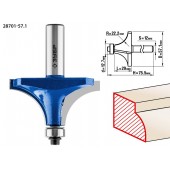 Фреза кромочная калевочная №1, D= 57,1мм, рабочая длина-29мм, радиус-22,2мм, хв.-12мм, d-12,7мм, ЗУБР 28701-57.1