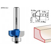 Фреза кромочная калевочная №2, D= 22,2мм, рабочая длина-8мм, радиус-4,8мм, хв.-8мм, d-12,7мм, ЗУБР 28702-22.2