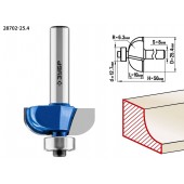 Фреза кромочная калевочная №2, D= 25,4мм, рабочая длина-10мм, радиус-6,3мм, хв.-8мм, d-12,7мм, ЗУБР 28702-25.4