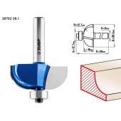 Фреза кромочная калевочная №2, D= 38,1мм, рабочая длина-16мм, радиус-12,7мм, хв.-8мм, d-12,7мм, ЗУБР 28702-38.1