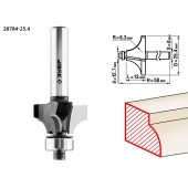 Фреза кромочная калевочная №1, диаметр-25,4 мм, рабочая длина-13 мм, радиус-6,3 мм, хвостовик-8 мм, диаметр подшипника-12,7 мм, ЗУБР 28784-25.4