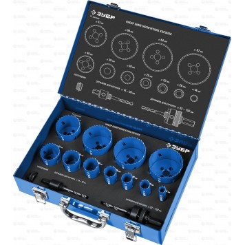29531-H11 | Набор: Коронки биметаллические, глубина сверления до 38мм, d 14,20,22,25,30,35,40,51,60,64,67мм, ЗУБР ЭКСПЕРТ-0