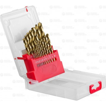 29617-H19 | Набор сверл по металлу 19 шт (d=1-10 мм), сталь Р6М5, класс А, Титан, ЗУБР ЭКСПЕРТ-0