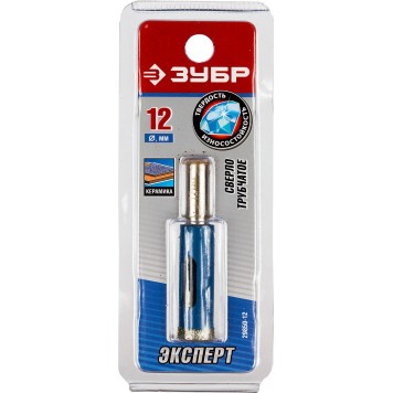 29850-12 | Сверло алмазное трубчатое по кафелю и стеклу, d=12 мм, зерно Р 60, ЗУБР ПРОФЕССИОНАЛ-4