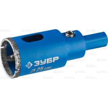 29850-25 | Коронка алмазная по кафелю и стеклу, d=25 мм, зерно Р 60, в сборе с центрирующим сверлом и имбусовым ключом, ЗУБР ПРОФЕССИОНАЛ-0