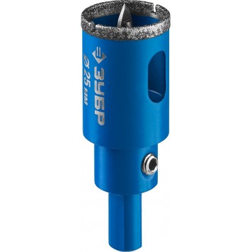 29850-25 | Коронка алмазная по кафелю и стеклу, d=25 мм, зерно Р 60, в сборе с центрирующим сверлом и имбусовым ключом, ЗУБР ПРОФЕССИОНАЛ-2