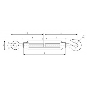 304356-05 | Талреп DIN 1480, крюк-кольцо, М5, 1 шт, кованая натяжная муфта, оцинкованный, ЗУБР ПРОФЕССИОНАЛ-1