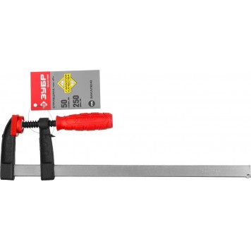 32150-050-250 | Струбцина тип "F", пластмассовая ручка, стальная закаленная рейка, 50х250мм, ЗУБР МАСТЕР-5