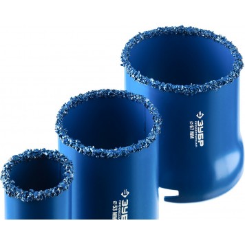 33350-H5 | Набор кольцевых коронок c карбид-вольфрамовым нанесением, 5 предм. в блистере: коронки d 33, 53, 67 мм, основание, сверло, ЗУБР ПРОФЕССИОНАЛ-3