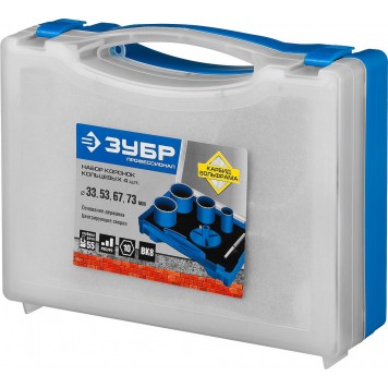 33350-H6 | Набор Коронки с карбид-вольфрамовой крошкой, 33; 53; 67; 73мм; 4 предмета, ЗУБР ПРОФЕССИОНАЛ-9