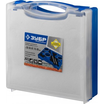 33350-H8 | Набор Коронки с карбид-вольфрамовой крошкой, 33; 53; 67; 73; 83мм; 8 предметов, ЗУБР ПРОФЕССИОНАЛ-8