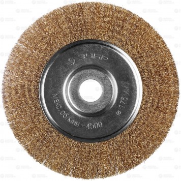 35187-175 | Щетка дисковая для УШМ, витая стальная латунированная проволока 0,3мм, 175х22мм, ЗУБР ПРОФЕССИОНАЛ-0