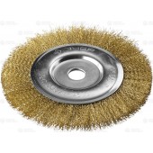 Щетка дисковая для УШМ, витая стальная латунированная проволока 0,3мм, 200х22мм, ЗУБР 35187-200