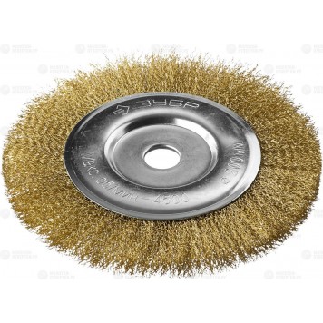 35187-200 | Щетка дисковая для УШМ, витая стальная латунированная проволока 0,3мм, 200х22мм, ЗУБР ПРОФЕССИОНАЛ-0
