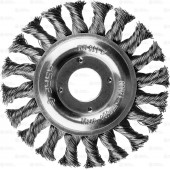 Щетка дисковая для УШМ, плетеные пучки стальной проволоки 0,5мм, 115х22мм, ЗУБР 35190-115