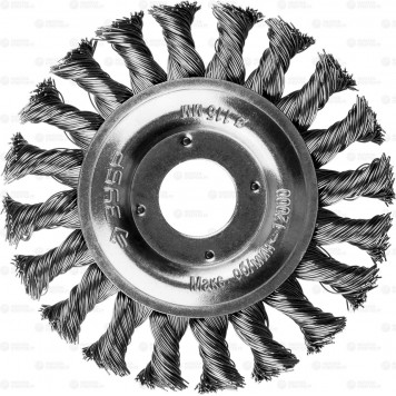 35190-115 | Щетка дисковая для УШМ, плетеные пучки стальной проволоки 0,5мм, 115х22мм, ЗУБР ПРОФЕССИОНАЛ-0