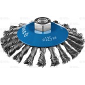 Щетка коническая для УШМ, закаленн сплетенн стальная проволока 0,5мм, 125мм/М14, STAYER 35269-125