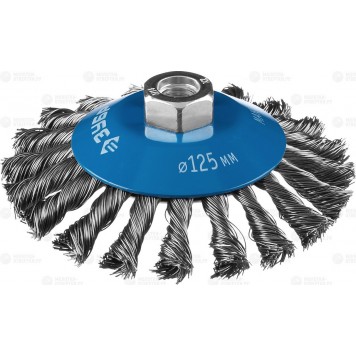 35269-125 | Щетка коническая для УШМ, закаленн сплетенн стальная проволока 0,5мм, 125мм/М14, STAYER-0