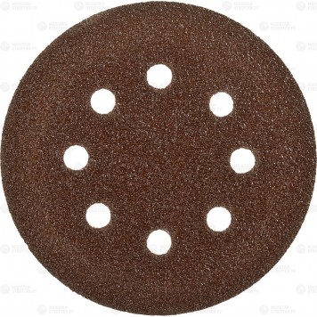 35350-125-040 | Круг шлифовальный из абразивной бумаги на велкро основе, 8 отв., Р40, 125мм, 5шт, ЗУБР СТАНДАРТ-0